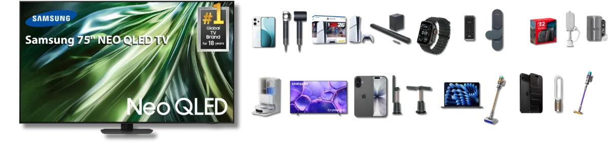 Prize lineup: Samsung TV, Dyson, PS5, iPhone, MacBook
