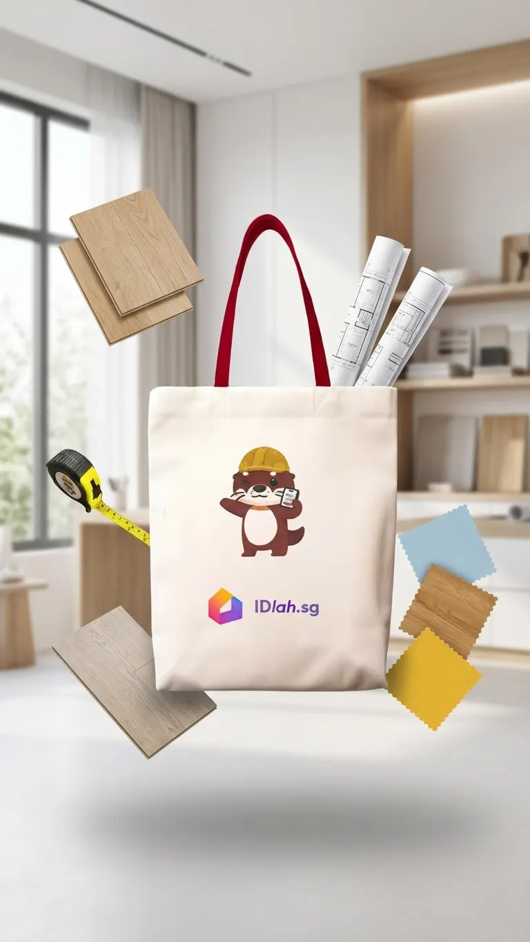 Reno Fiesta tote bag with floating renovation materials